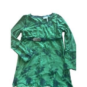 Vintage Designer Elisa Cavaletti Mesh Lace Overlay Dress Whimsy Witchy Flowy